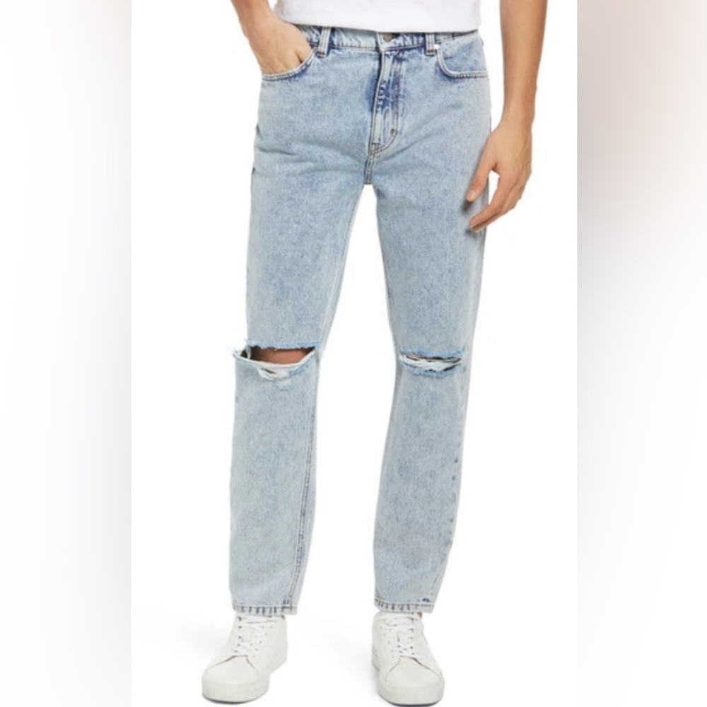 Amendi AKE Men’s Distressed Slim Jeans 90’s Grunge Wash Denim